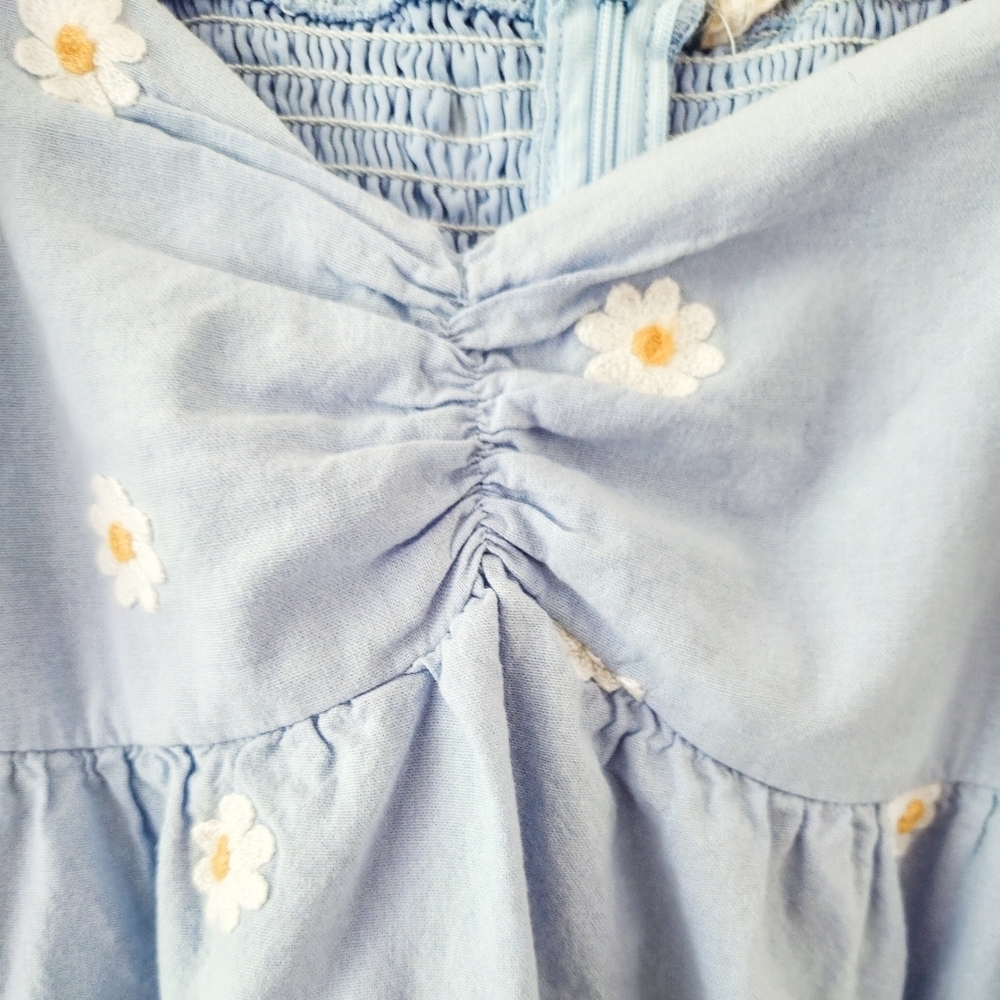 Altar’d State Light Blue Daisy Puff Sleeve Mini Dress – Size M - Picture 7 of 10
